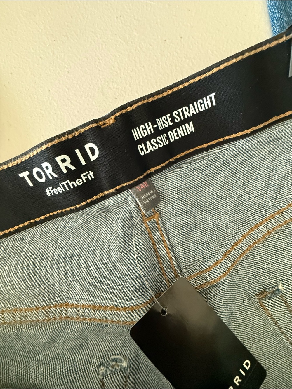 torrid High Rise Straight-Leg Elastic Waist Denim Jeans in Medium Wash Blue - Picture 6 of 14